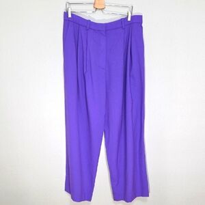Purple High-Waist Pleated Women's Trousers